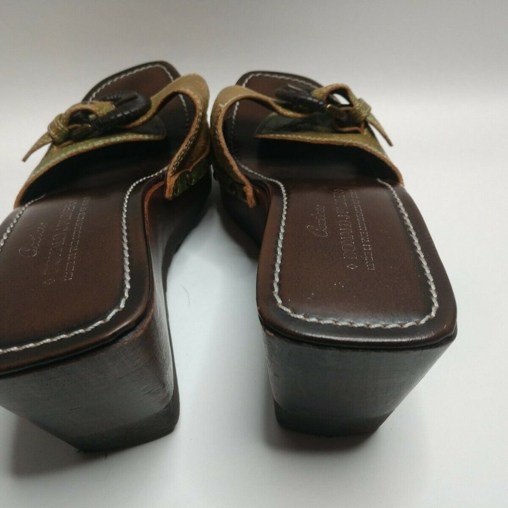 Donald J Pliner Wedge Olive Green Slides Sandals 7 - image 5